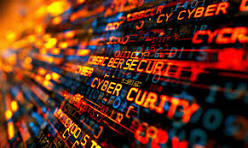 Digital cybersecurity shield overlay on cloud data infrastructure